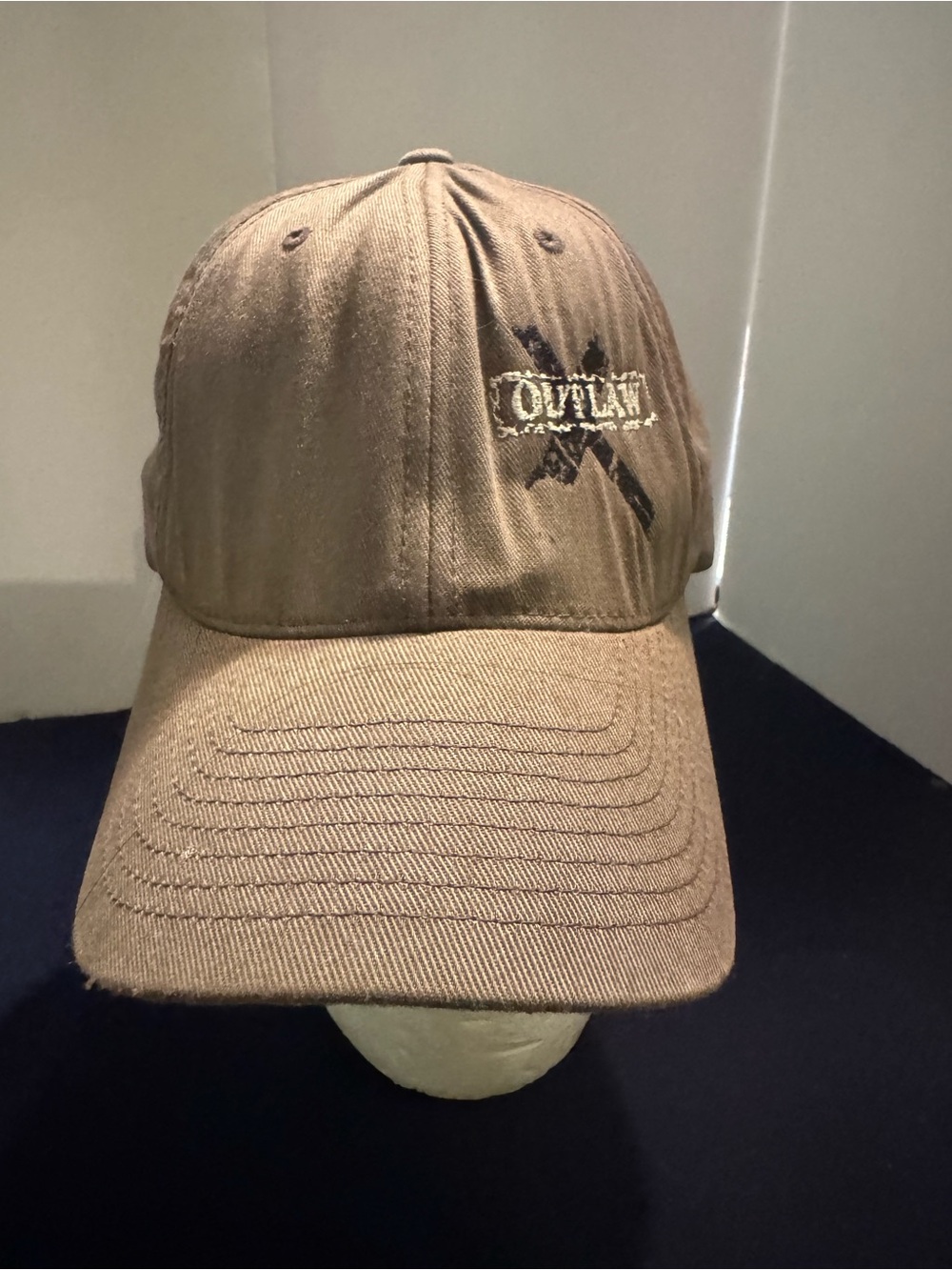 OUTLAW~ Flexfit Brown L-XL Stretch Baseball Cap Solid Twill Acrylic Wool Spandex
